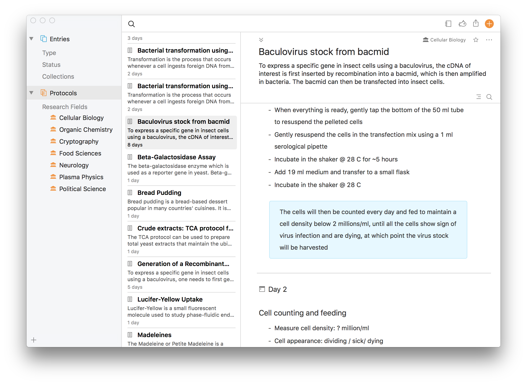 Screenshot of the protocol library in Findings